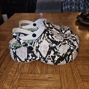Snake Skin Clogs Ladies Platform‎ Wedge Clogs Closed Toe Size 40